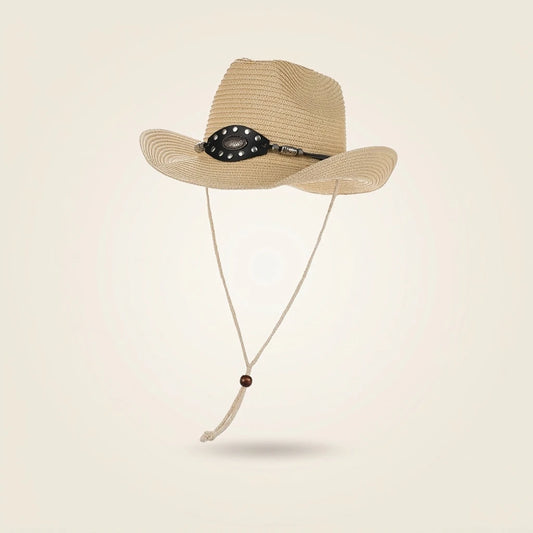 Western Cowboy Straw Hat Wide Brim Sun Protect Retro Outdoor Camping Beach Hat Adjustable Headband Peaceful Pleasures Health and Wellness