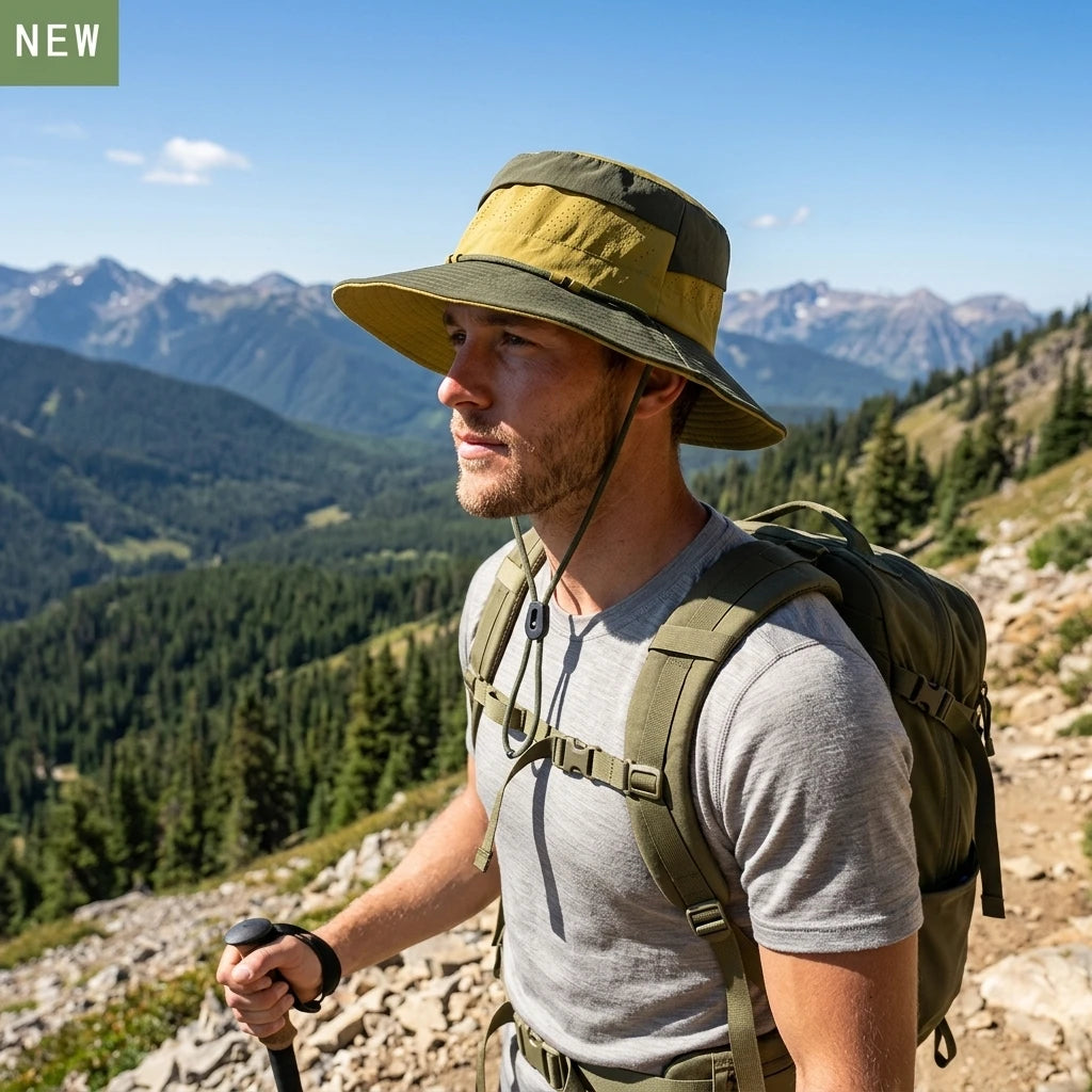 Unisex Outdoor Hiking Fishing Hat Lightweight Quick Dry Waterproof Sun Protect Wide Brim for Summer Trekking Peaceful Pleasures Health and Wellness