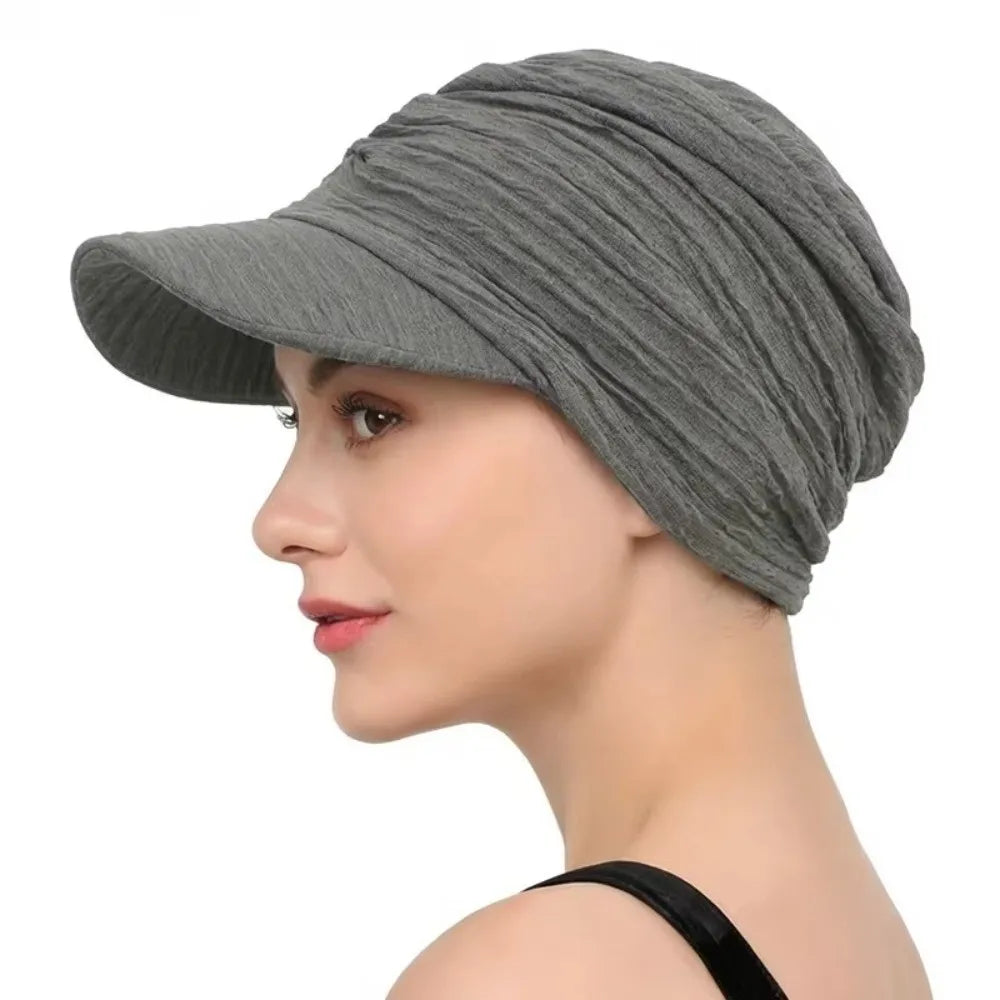 Women's Wide Brim Sun Hat Headwrap – Solid Color Cap