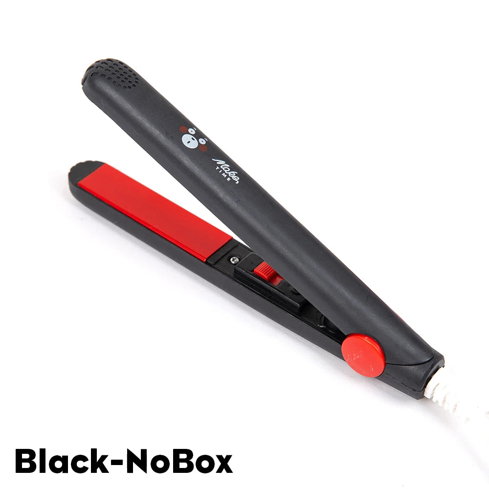 2 In 1 Protabel Flat Iron Hair Straightener And Curling Iron 6.7"Mini Ceramic Straight Hair Flat Irons Curl Flat Iron For Girls Peaceful Pleasures Health and Wellness Black-NoBox EU