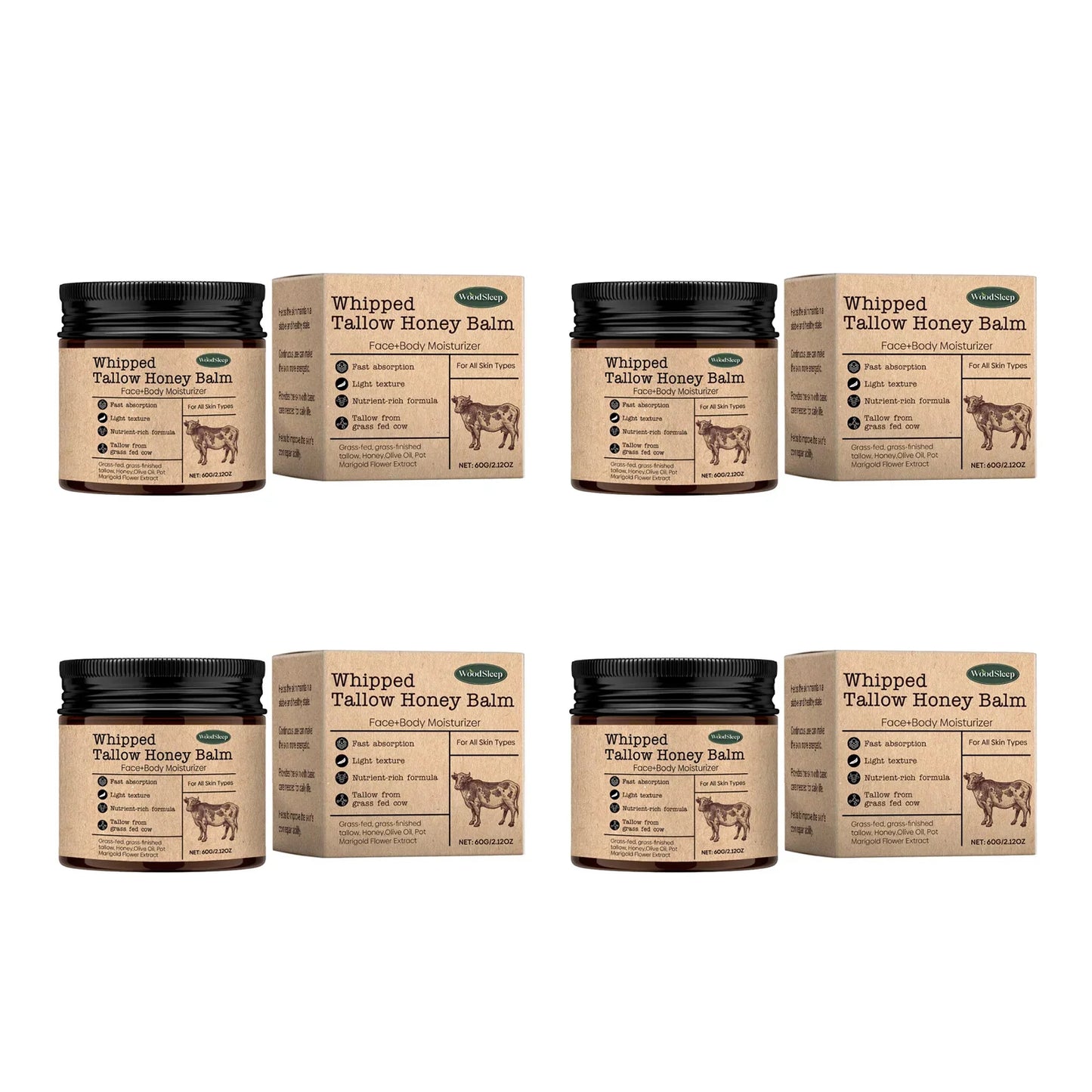 WoodSleep Beef Tallow & Honey Face Body Cream – Deep Moisture