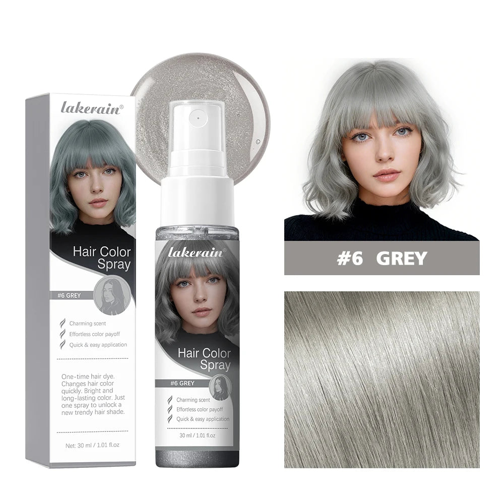 Washable Temporary Hair Color Spray One-Time Instant Hair Dye DIY Hair Chalk Multi Color Hair Styling Tool For Party Cosplay Sta Peaceful Pleasures Health and Wellness 6 grey