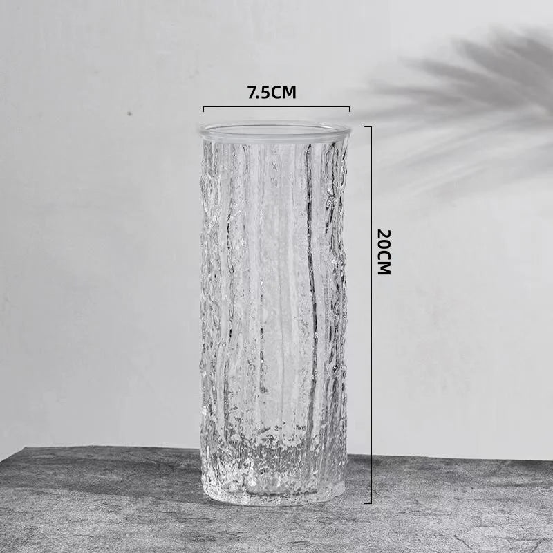 Glacier Texture Clear Glass Vase | Nordic Minimalist Flower Pot