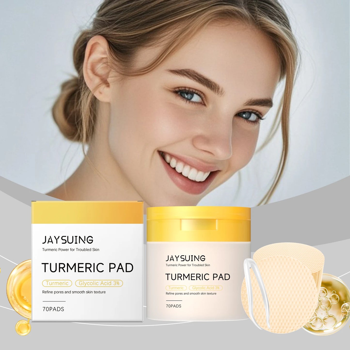 Turmeric Pore Cleaning Cotton Pad Soothe Skin Improve Skin Tone Clean Pores Prevent Pore Blockage Facel Exfoliating Cotton Pads Peaceful Pleasures Health and Wellness