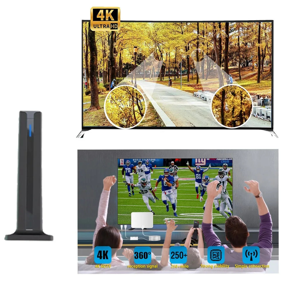 Indoor Digital TV Antenna 4K HDTV T-Type 36dB Amplified