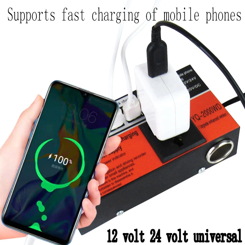 New Car Inverter Car Power Inverter 2000W DC 12V/24V To DC 110V/220V Converter Trip 4 USB Overload Protection Peaceful Pleasures Health and Wellness