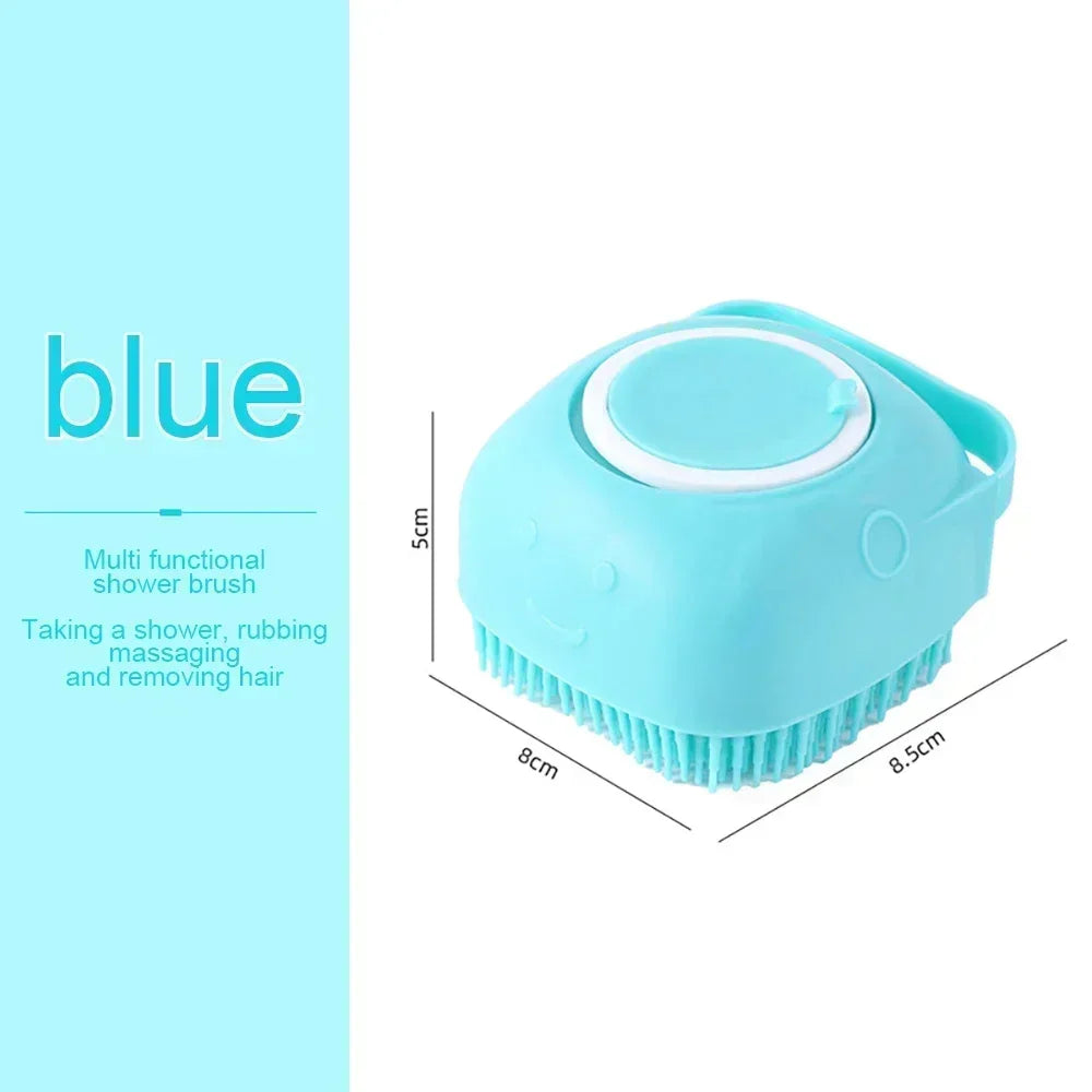 Silicone Dog Bathing Brush with Soap Dispenser | Pet Grooming