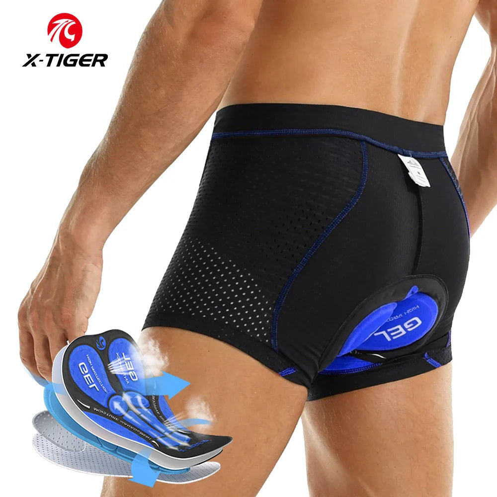 X-TIGER Men's 5D Gel Pad Cycling Shorts – Breathable MTB Boxer