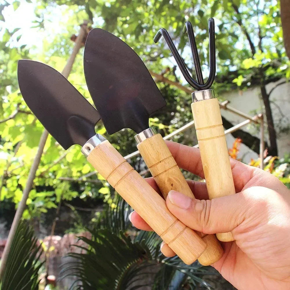 3-Piece Mini Garden Tool Set – Trowel, Shovel & Rake