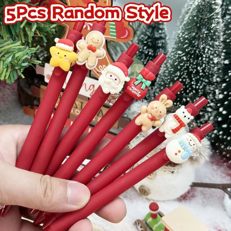 5-Pack Christmas Gel Pens – Santa, Snowman & Tree Designs