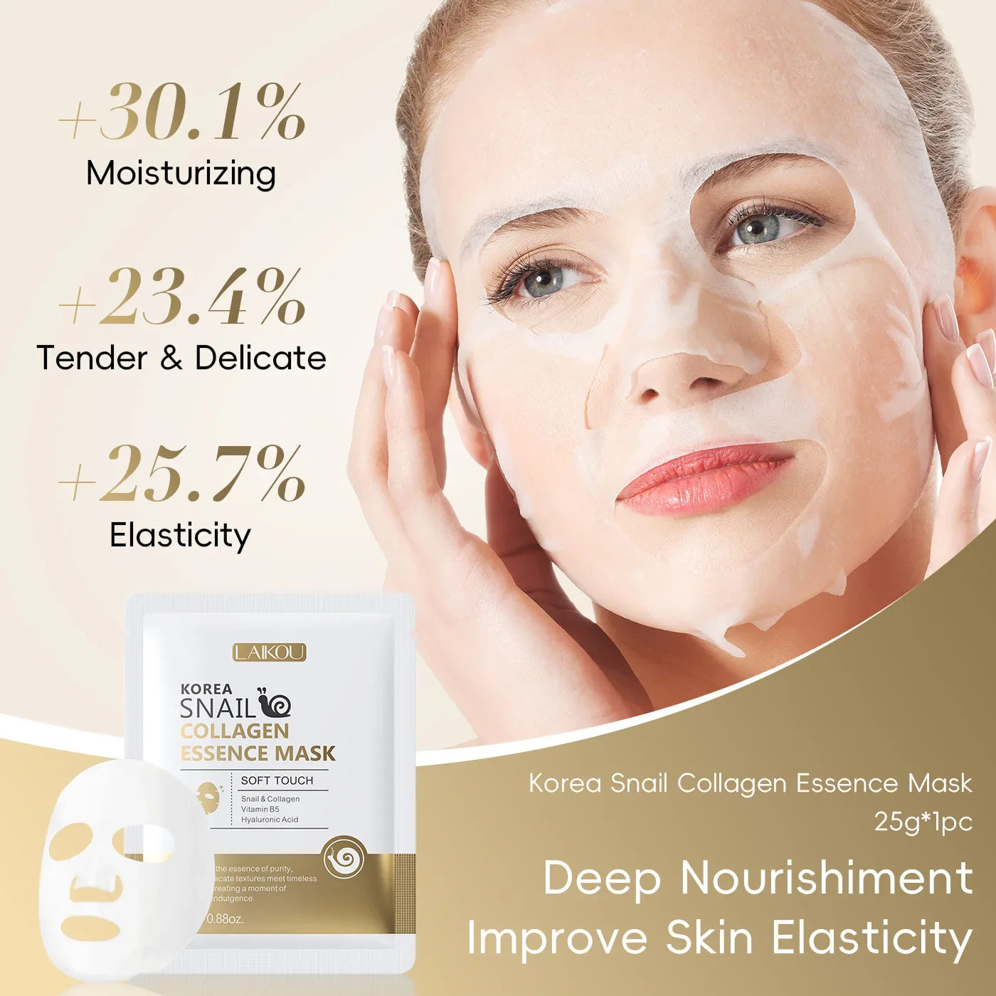 LAIKOU Snail Mucin Sheet Mask – Anti-Aging, Pores & Hydration