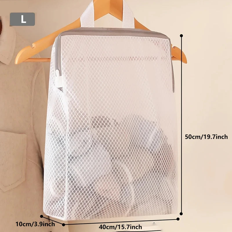 Wall-Mounted Zippered Honeycomb Net Laundry & Storage Bag