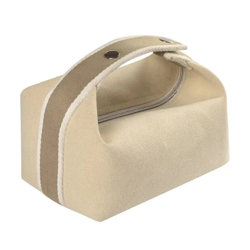 Large Canvas Makeup Bag – Portable Travel Cosmetic Pouch