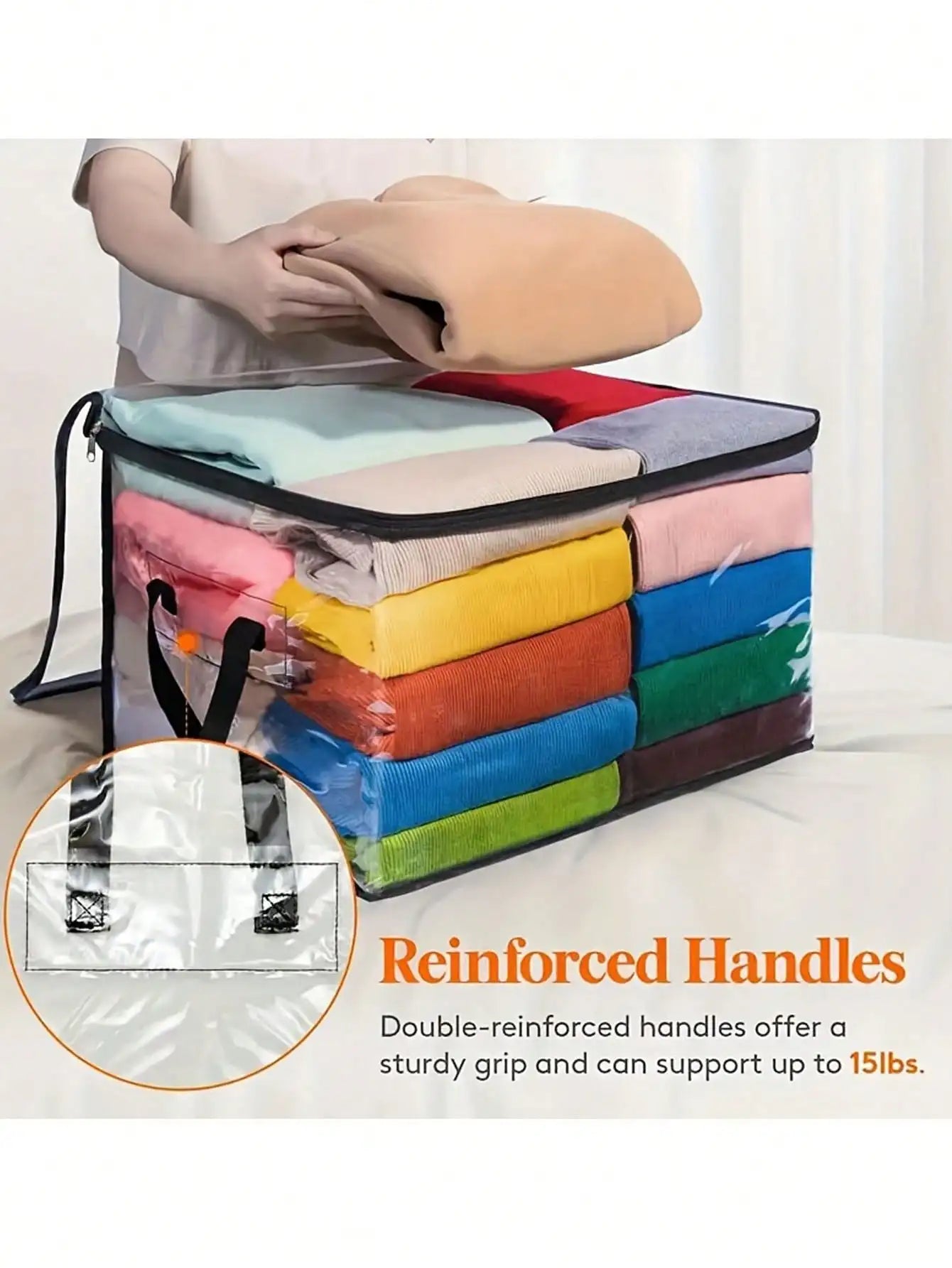 Clear Zippered Storage Bags for Blankets, Clothes & Bedding