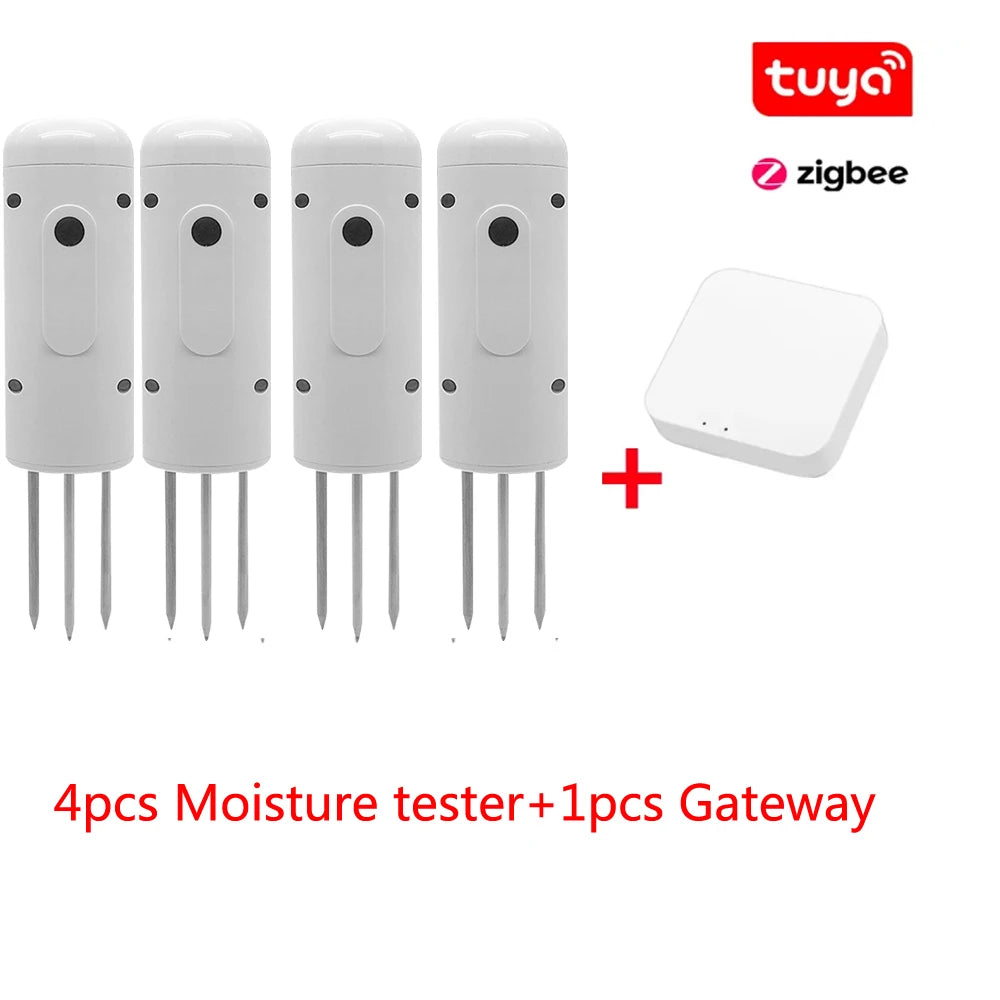 Tuya Zigbee Wireless Soil Intelligent Temperature Humidity Tester Mobilephone APP Real Time IP67 for Garden Farmland Planting Peaceful Pleasures Health and Wellness 4pcs tester Zigbee