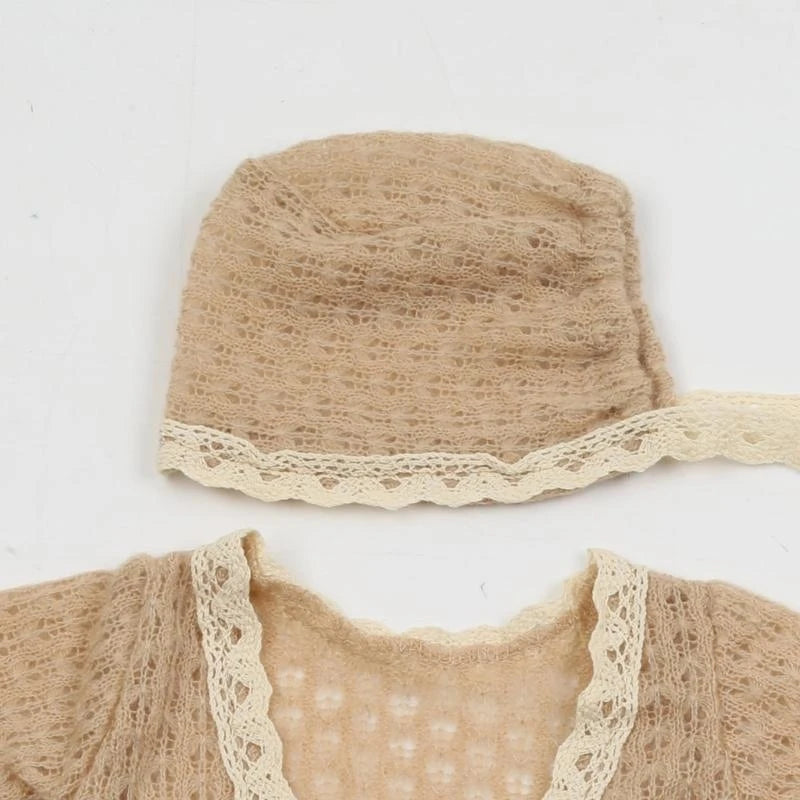 Newborn Photography Props Set – Mohair Hat & Romper for Baby