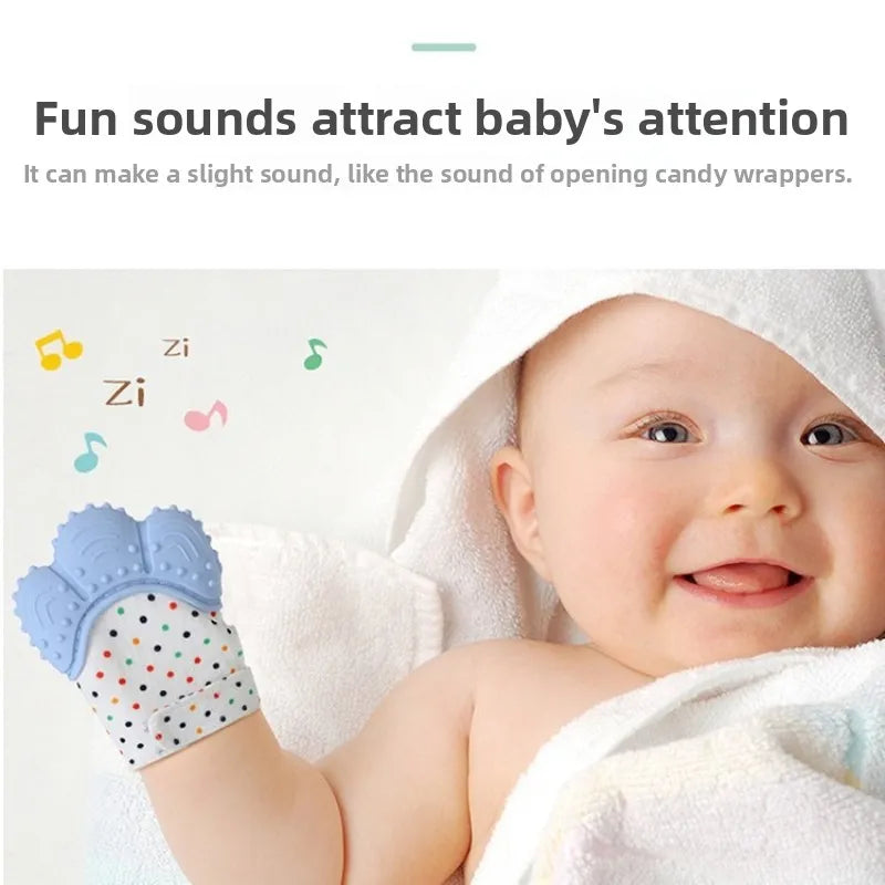 Soft Silicone Baby Tooth Glue Gloves Chewing Toy for Newborns Anti Biting Hand Gloves Teething Relief with Vocalize Design Peaceful Pleasures Health and Wellness