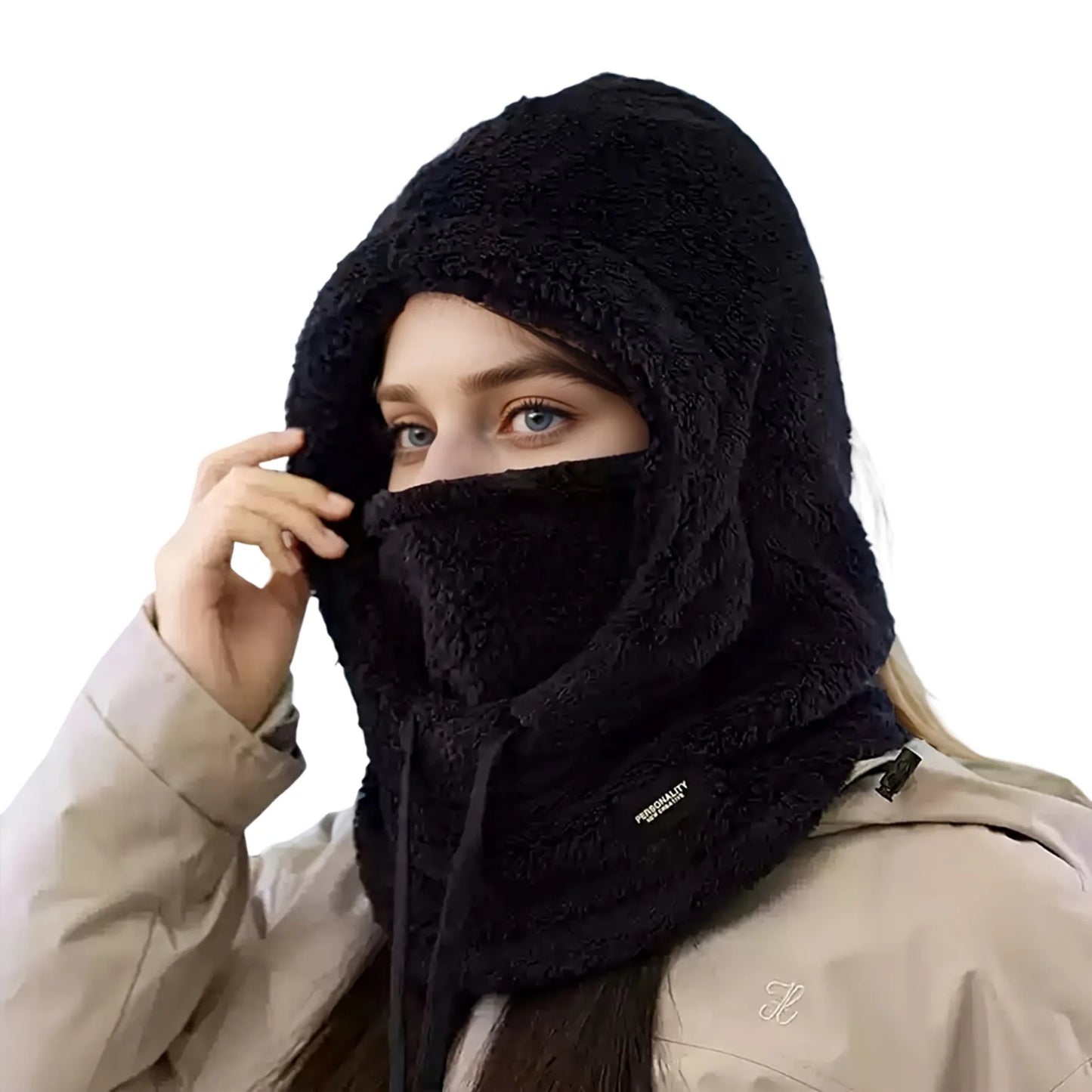 Windproof Ski Hooded Neck Warmer Windproof Outdoor Cold Weather Neck Warmer for Cycling Enthusiasts Gifts Peaceful Pleasures Health and Wellness black
