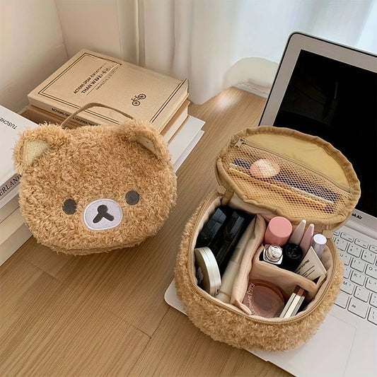 Cute Teddy Bear Makeup Bag | Portable Manga Laundry Storage Bag, Perfect Birthday Gift For Girls, Cute Storage & Toiletries Orga Peaceful Pleasures Health and Wellness Compartments