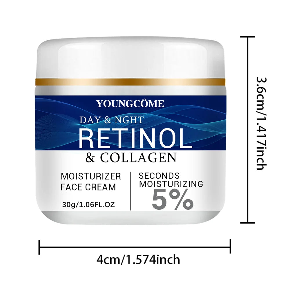 Collagen Retinol HyaluronicAcid Facial Cream Anti Aging Firming Lifting Fade Fine Lines Whitening Moisturizing Brightening Skin Peaceful Pleasures Health and Wellness 30g