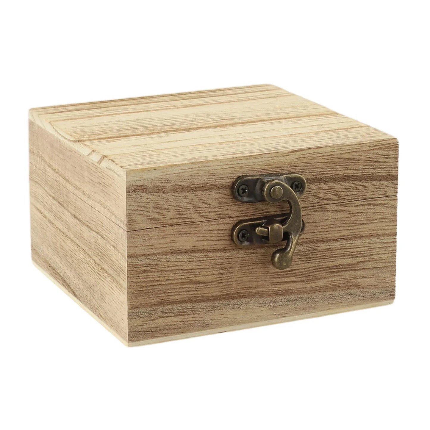 Retro Flip-Top Wooden Box – Jewellery & Keepsake Storage 10x10cm
