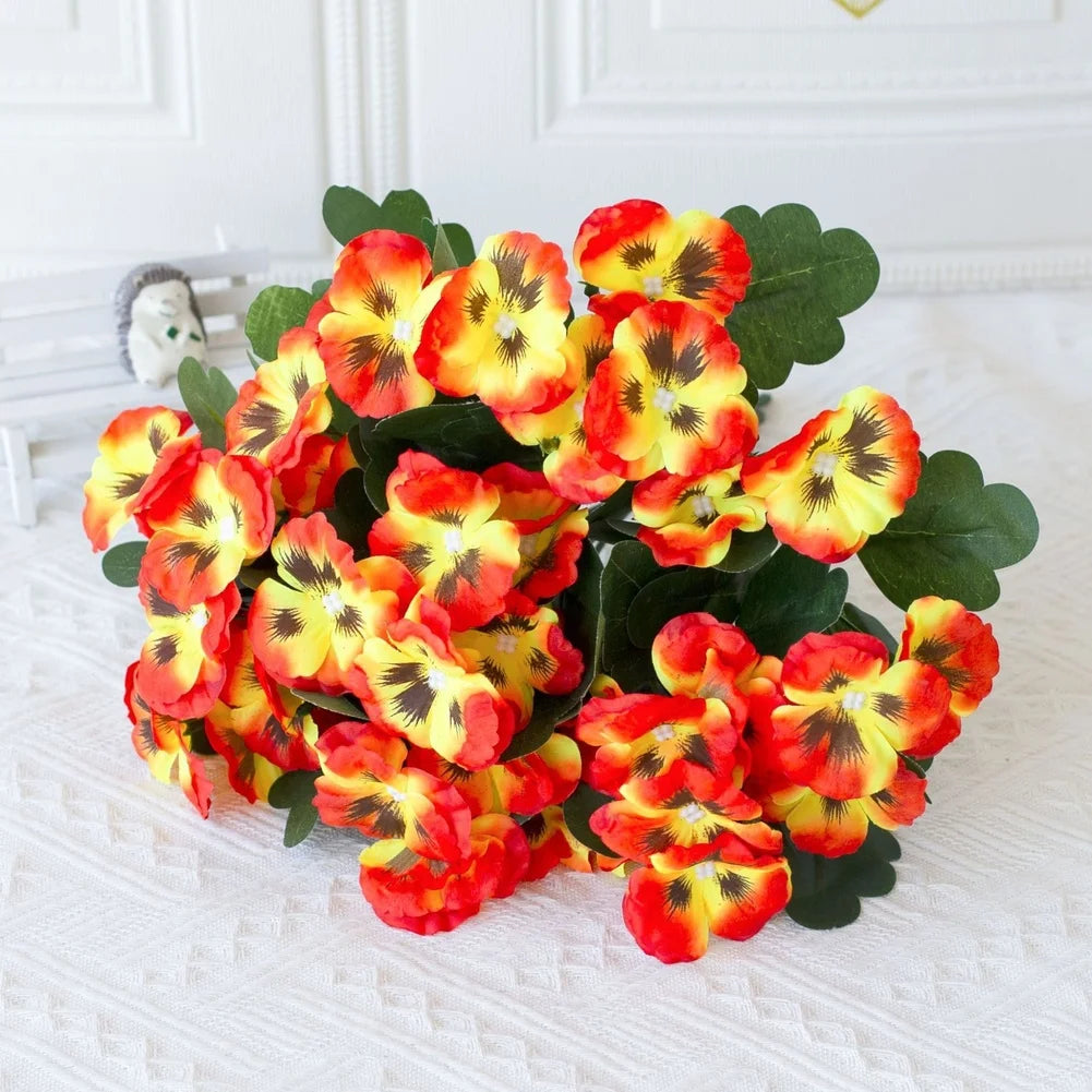 Spring Artificial Pansy Silk Flower Home Outdoor Mall Decor Bouquet