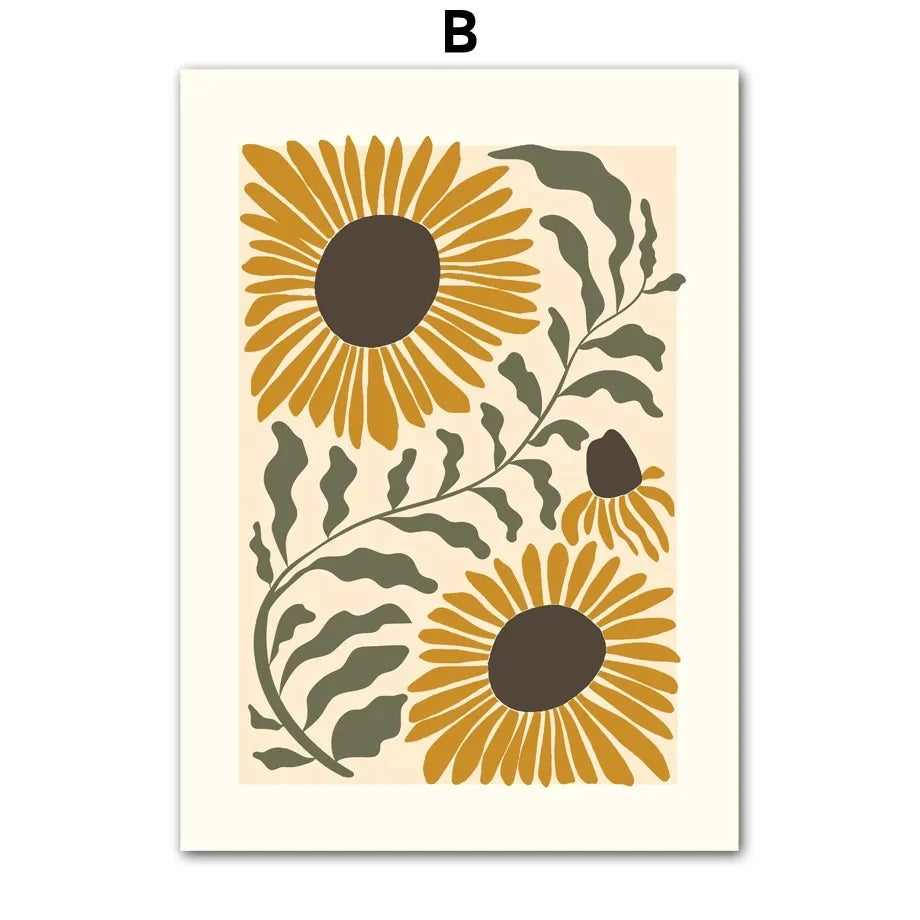 Minimalist Boho Canvas Wall Art | Nordic Abstract Matisse Print