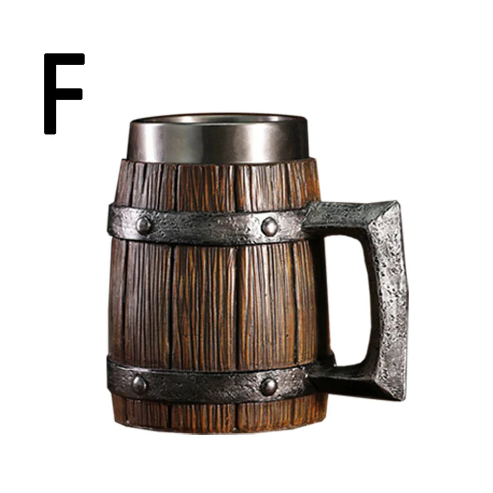 Viking Wood Barrel Beer Mug – 20oz Double Wall Stainless Steel