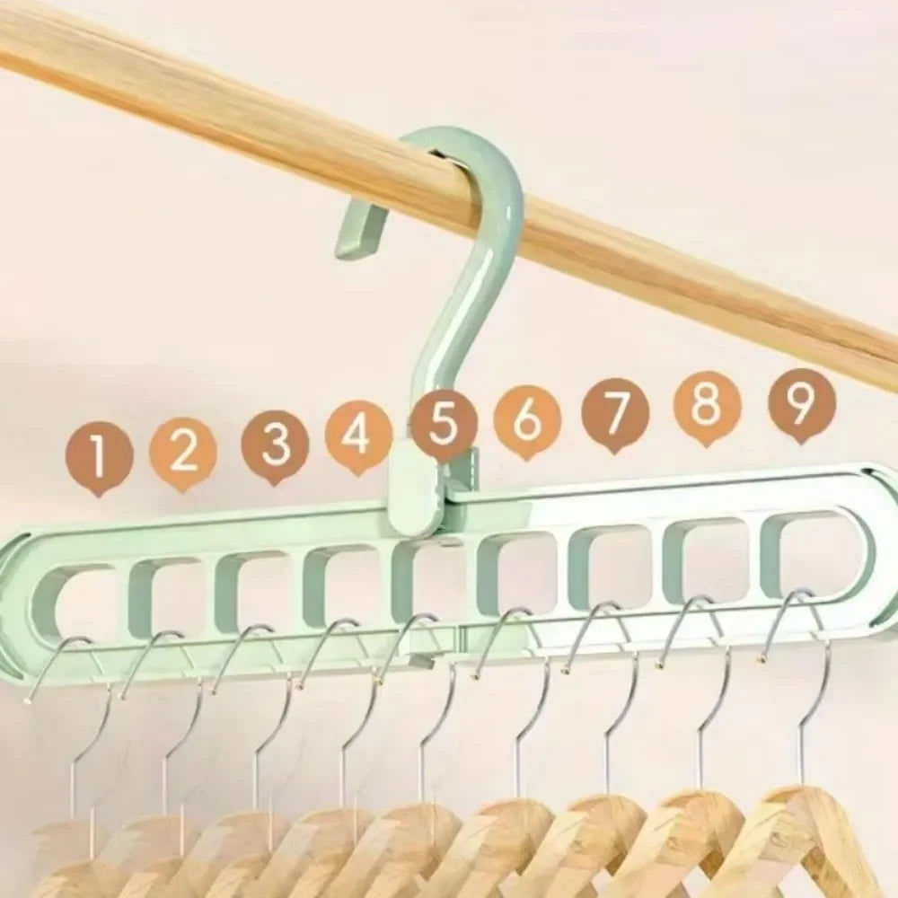 5-Pack Foldable 9-Hole Wardrobe Clothes Hanger Space Saver