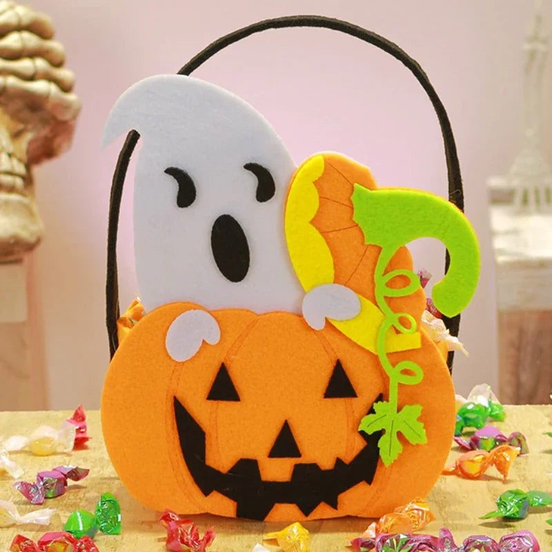 Halloween Felt Pumpkin Trick or Treat Bags with Handle | 1-6 Pack