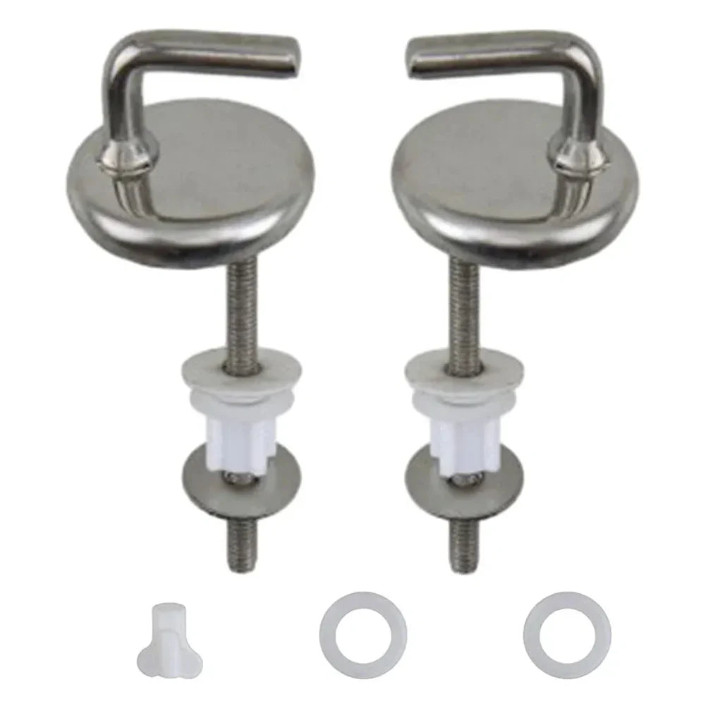 2-Pack Stainless Steel Toilet Seat Hinges with Adjustable Knobs