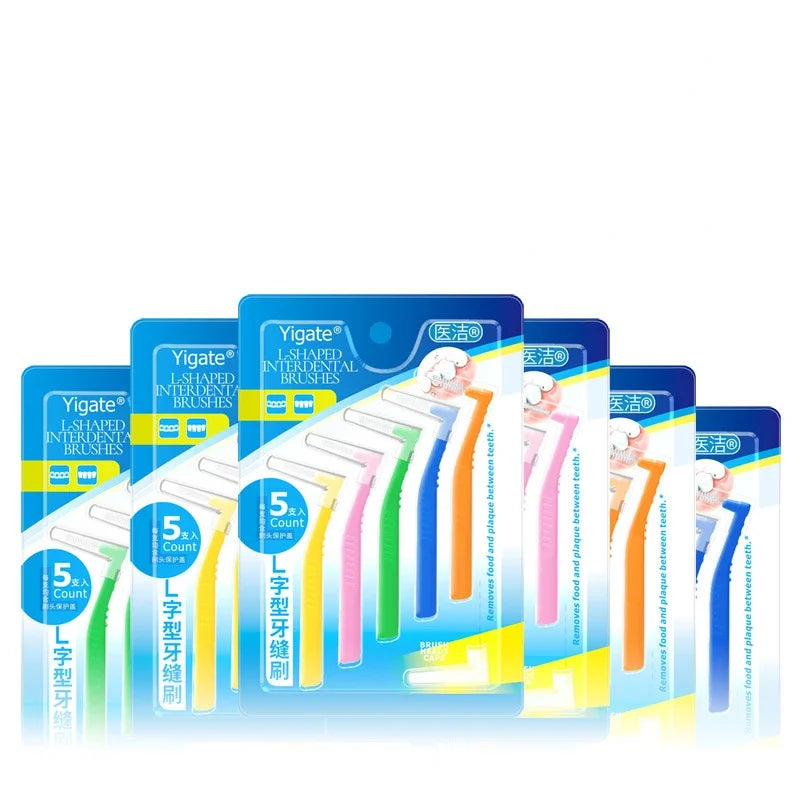 5pcs L-shaped Orthodontics Braces Interdental Brush Clean Between Teeth Mini Toothbrush Inter Dental Cleaning Travel Portable Peaceful Pleasures Health and Wellness