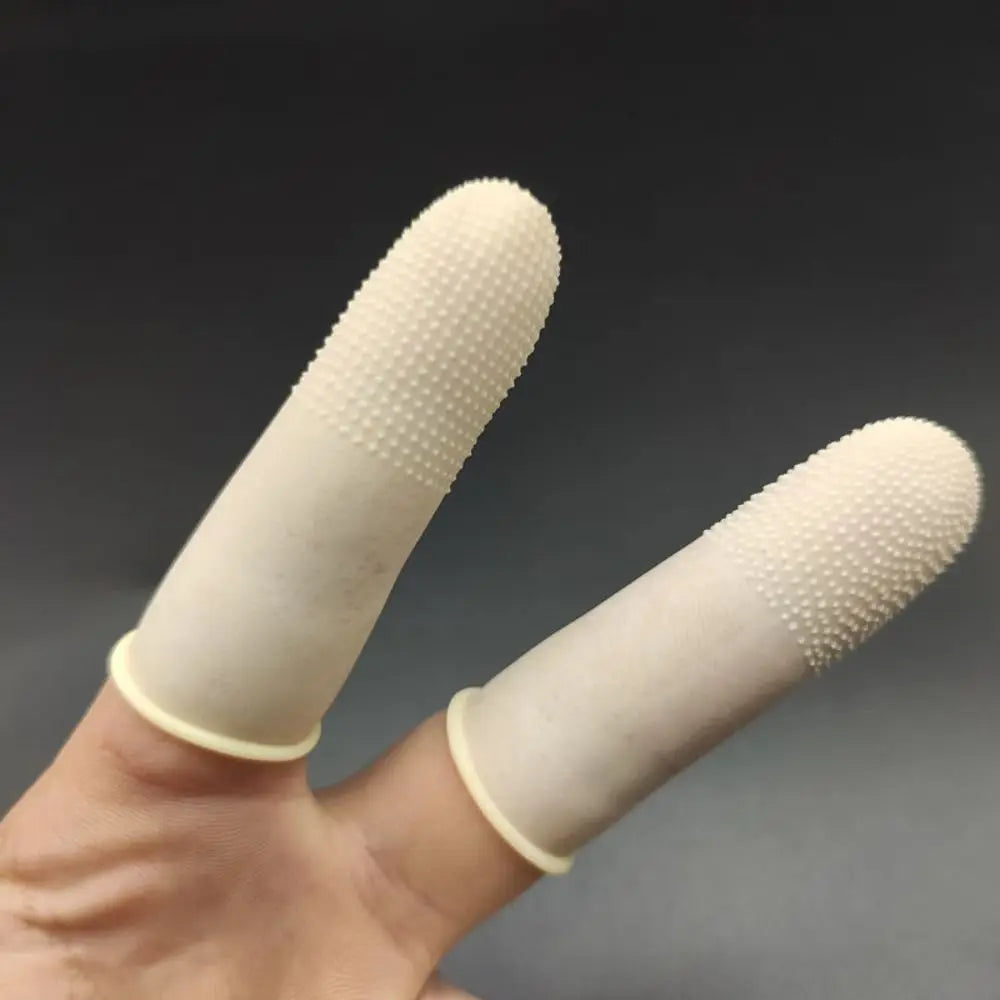 100pcs Wear Resistant Rubber Finger Cover Disposable Soft Latex Finger Cots Anti-Static Orange Fingertips Protector Peaceful Pleasures Health and Wellness