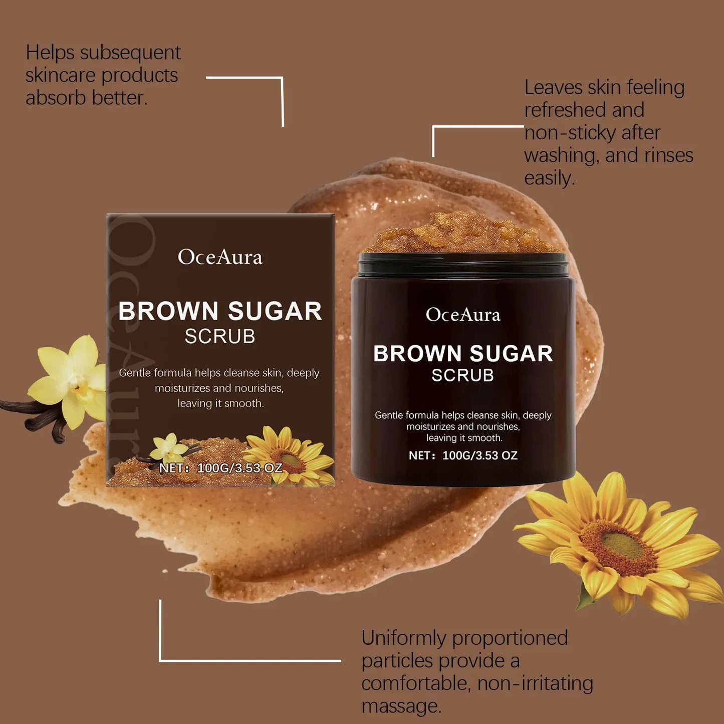 OceAura Brown Sugar Body Scrub – Exfoliate, Brighten & Nourish