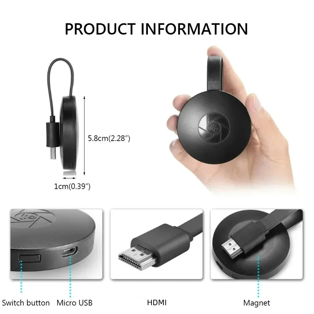Wireless HDMI Screen Mirroring Dongle – 1080P WiFi for Phone & TV