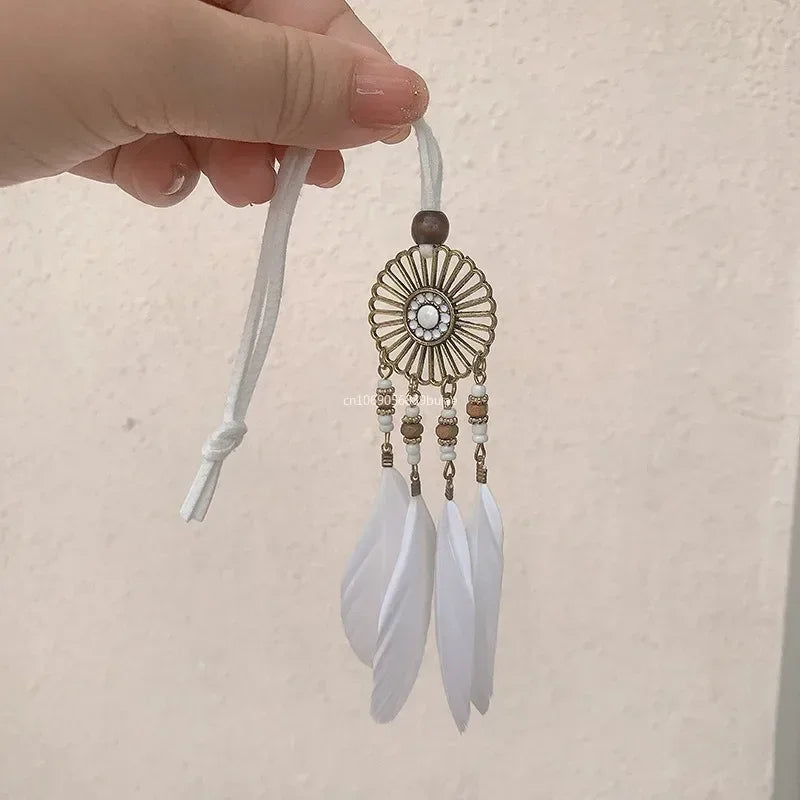 Mini Dream Catcher Handcraft Car Pendnat Feather Wind Chimes Girls Room Wall Hanging Home Decoration Keychain Birthday Gifts NEW Peaceful Pleasures Health and Wellness