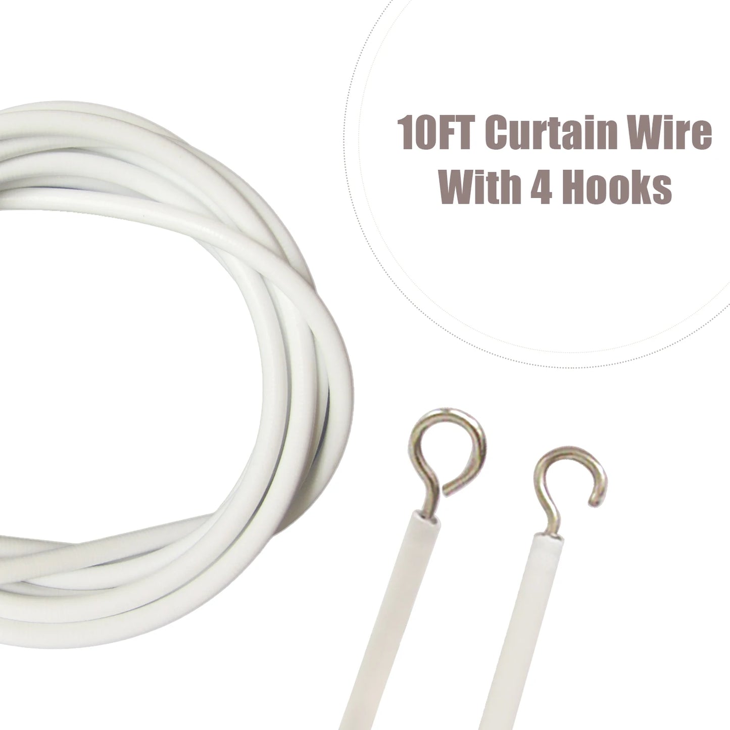 10FT Curtain Wire With 4 Hooks DIY Curtain Rod Picture Hanging Wire Wire Hanging Cord Picture Hanging Wire Peaceful Pleasures Health and Wellness