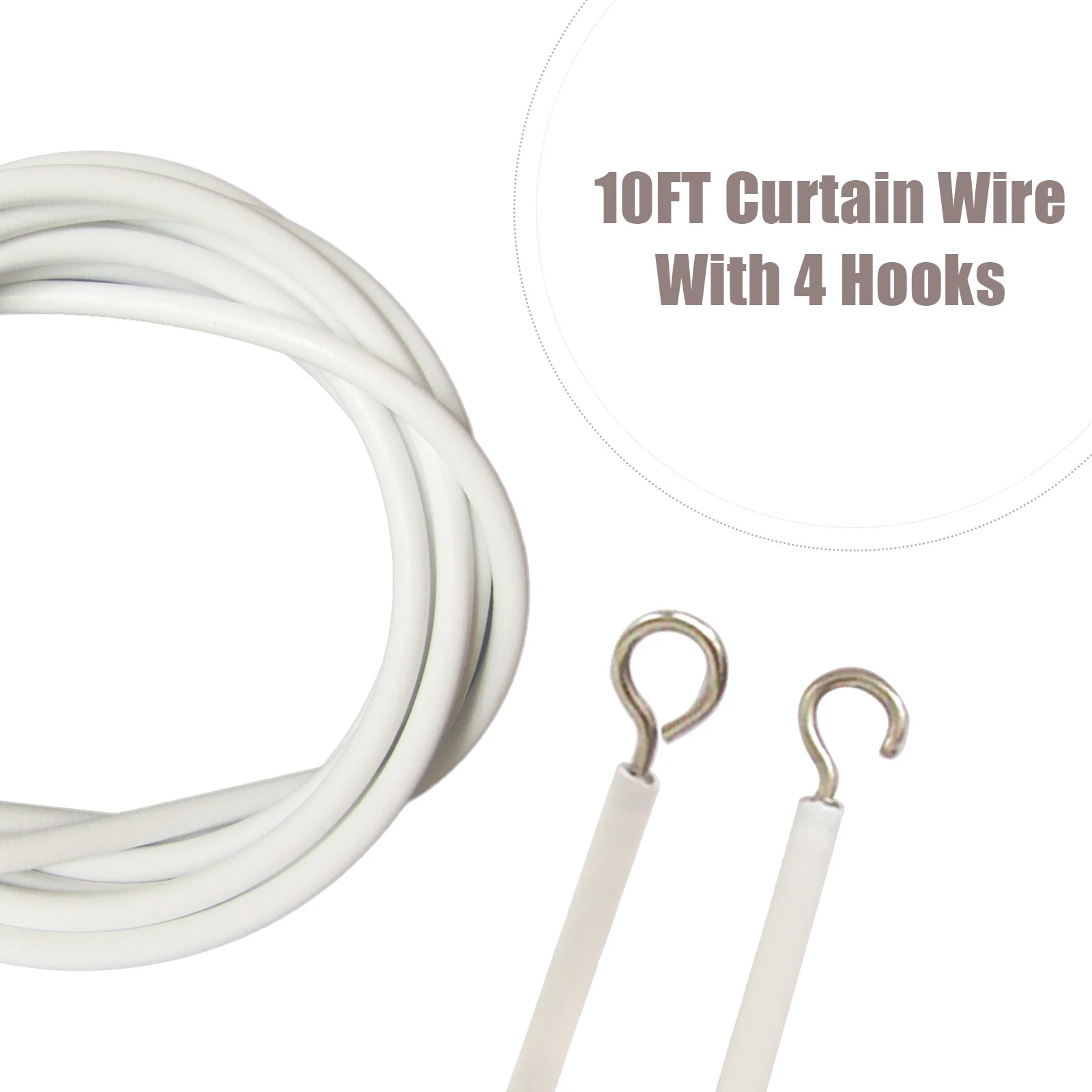 10FT Curtain Wire With 4 Hooks DIY Curtain Rod Picture Hanging Wire Wire Hanging Cord Picture Hanging Wire Peaceful Pleasures Health and Wellness