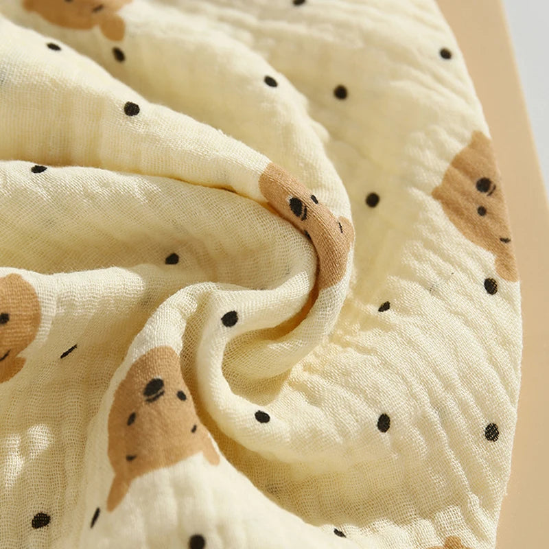 Baby Cotton Bib Burp Cloth | Soft Ruffle Cartoon Embroidery Snap