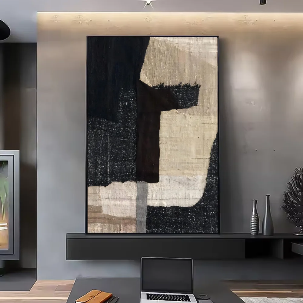 Abstract Retro Black Geometry Poster | HD Waterproof Wall Art Wall Art Poster Peaceful Pleasures Health and Wellness z7 30X40cmNoframe