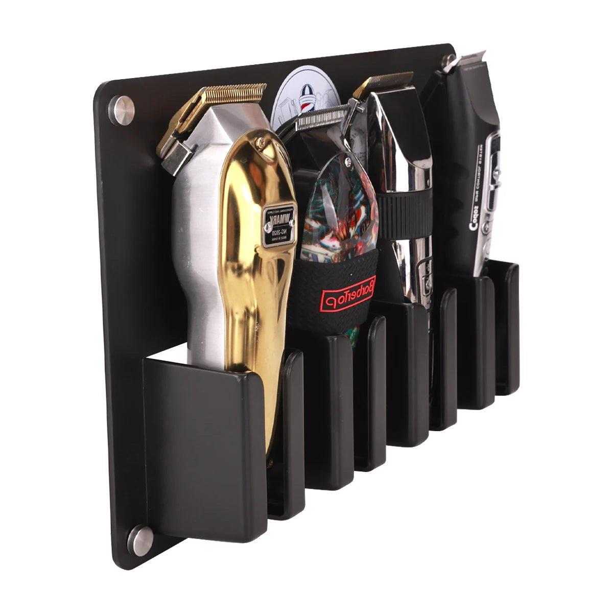 4 Slots Wall Mount Hair Clipper Holder, Rust-Proof Space Saving Barber Tool Storage Organizer Rack For Salon Haircut Tools Peaceful Pleasures Health and Wellness