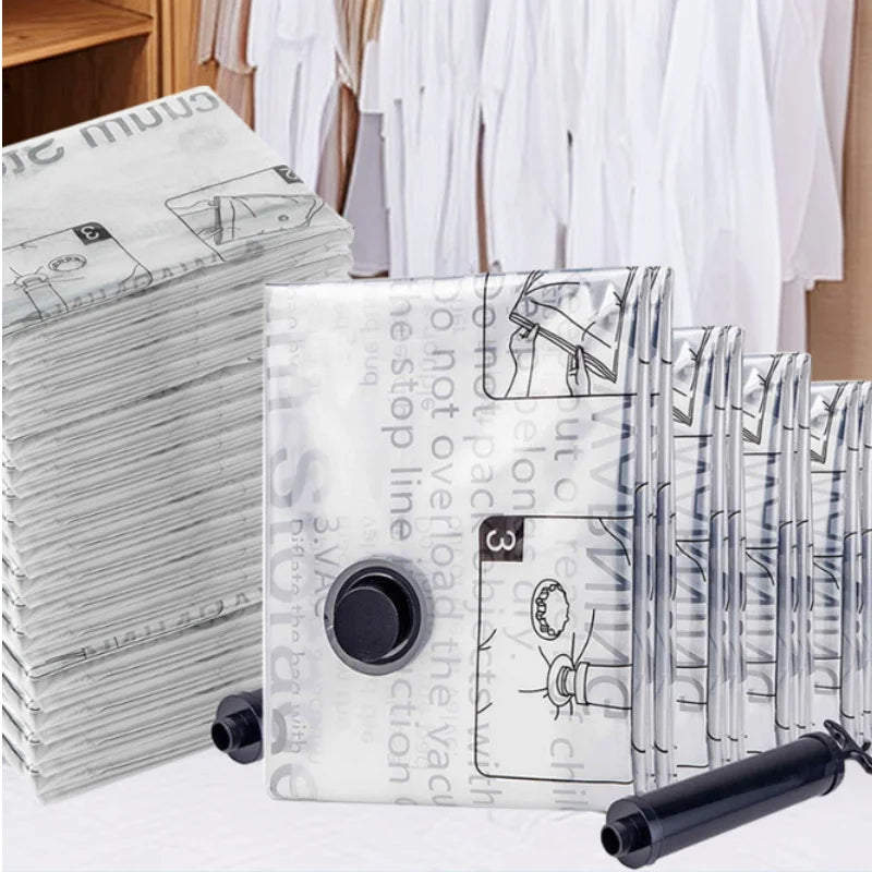 3-Pack Vacuum Compression Storage Bags for Clothes & Quilts