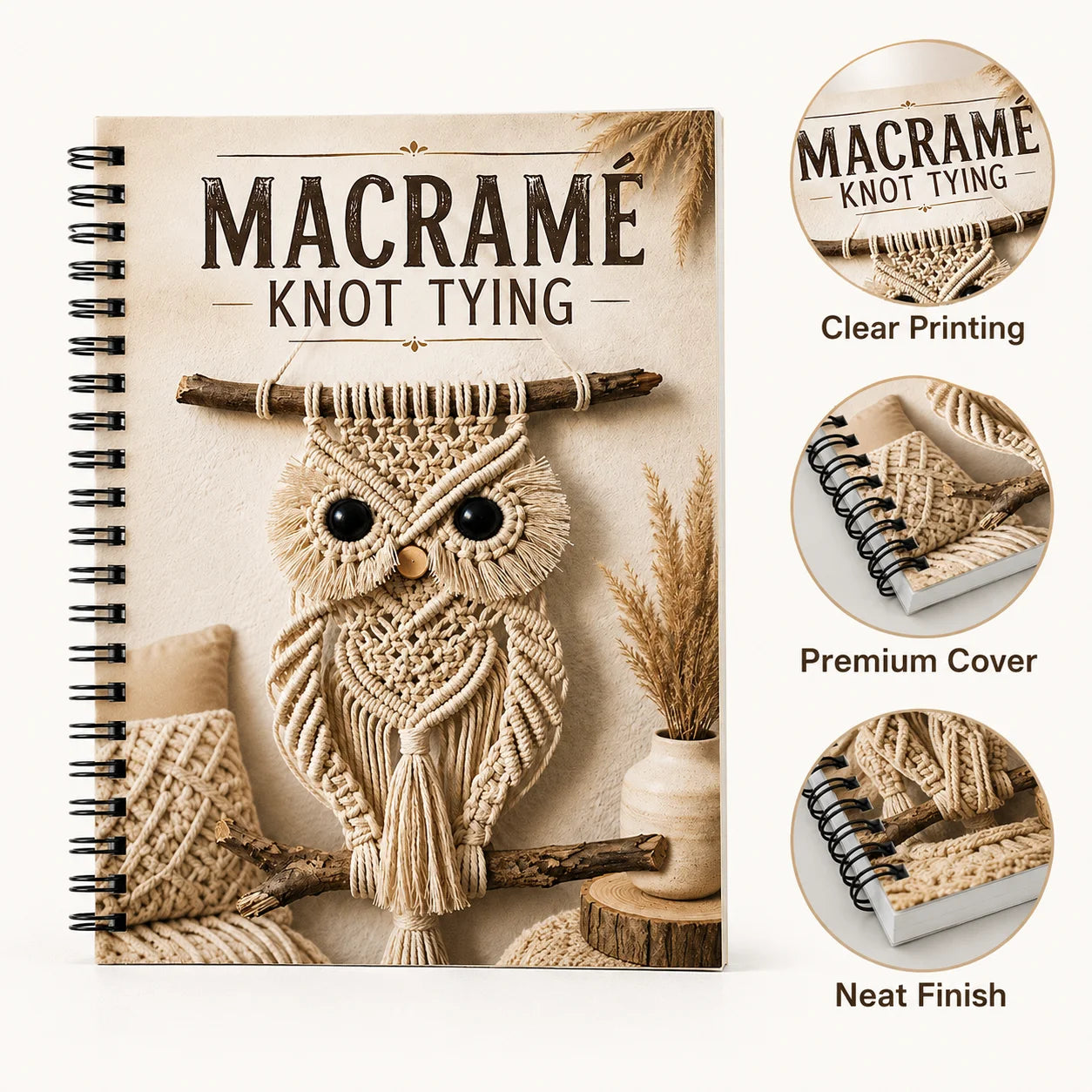 A5 Spiral Binding Manual Rope Weaving Guide Owl Wall Hanging DIY