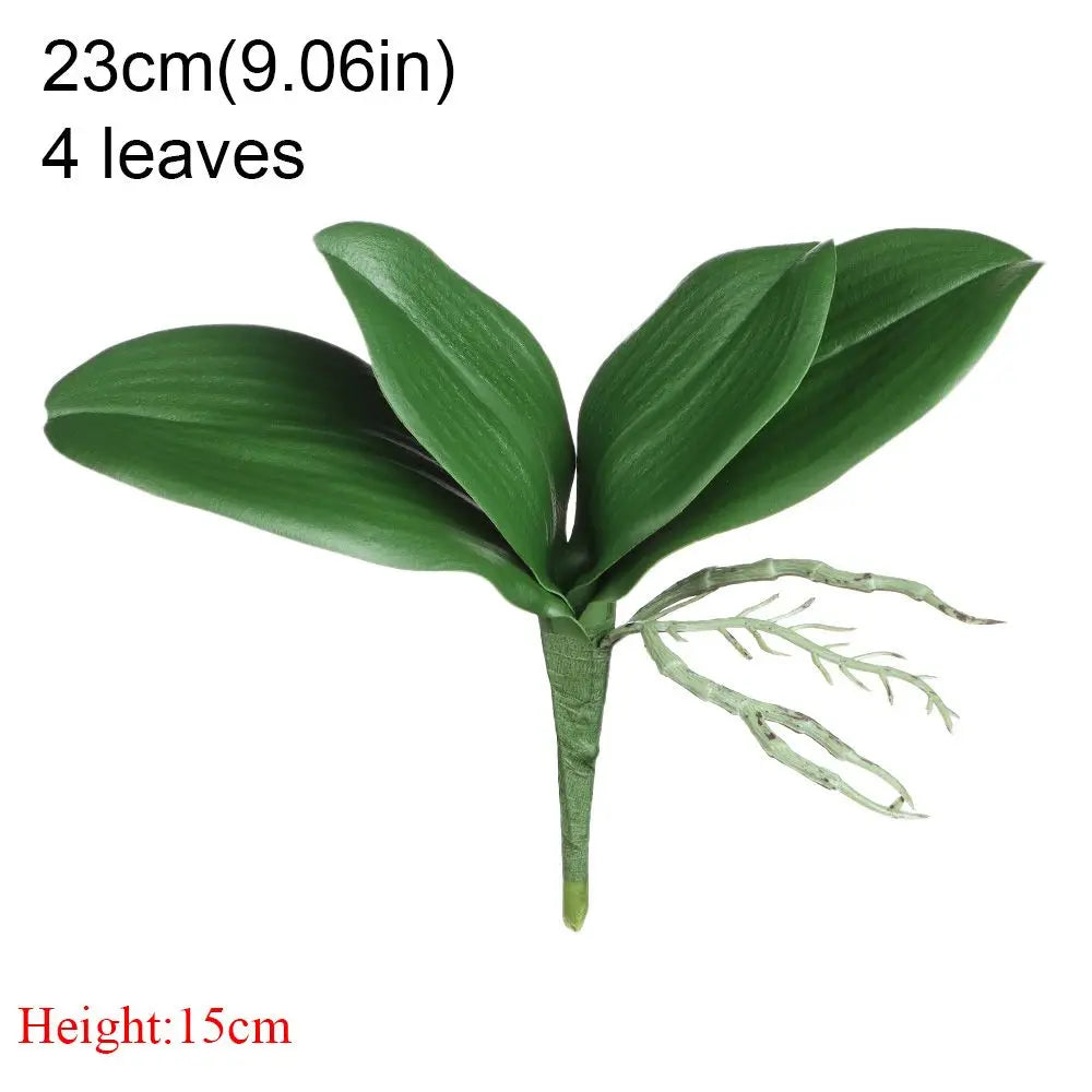 Artificial Phalaenopsis Orchid Leaf Bouquet | Faux Silk Home Decor