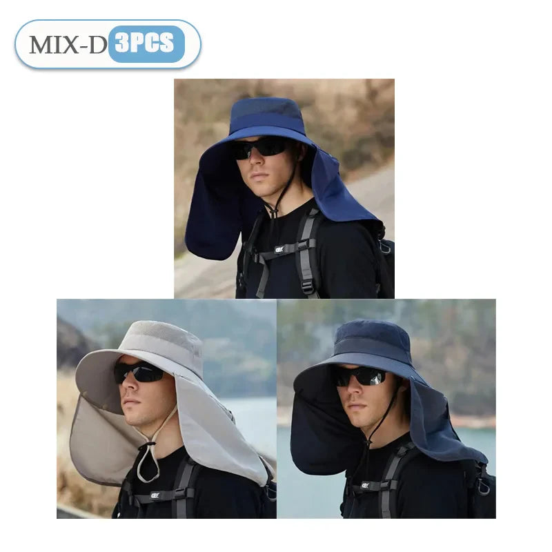 Men's Wide Brim Sun Hat with Neck Flap | UV Protection