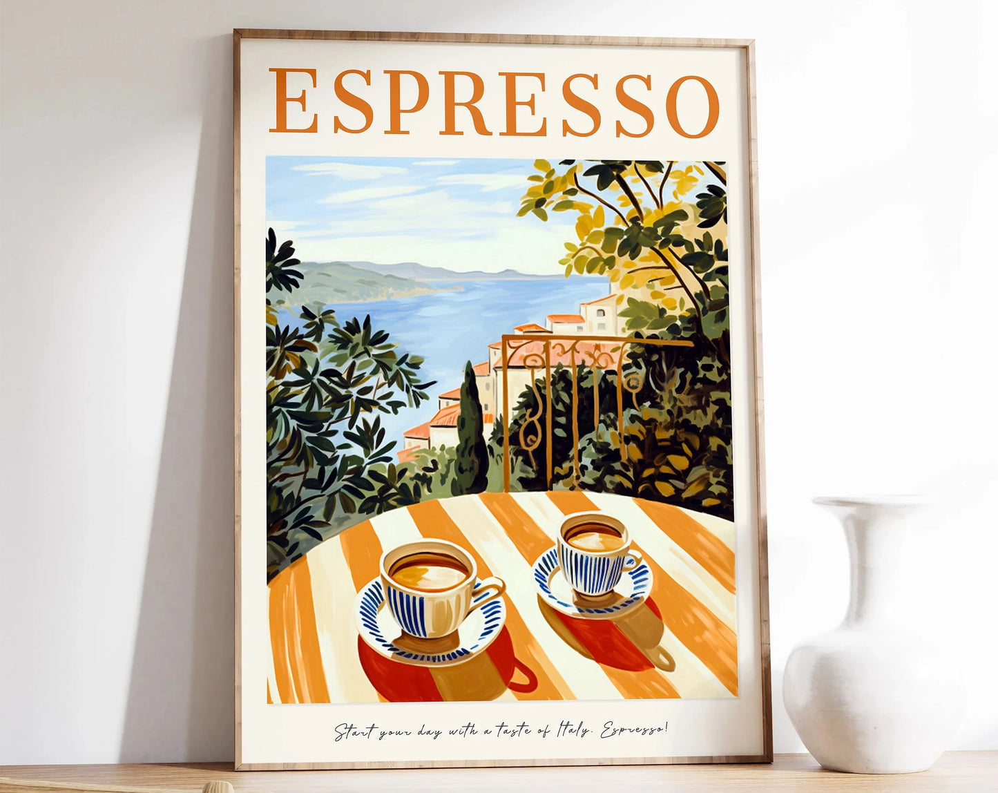 1pc Frameless Retro Coffee Printing,Warm Stripes,Food and Beverage Kitchen Poster,Restaurant Art,Coffee Lover Gift,Minimalist Peaceful Pleasures Health and Wellness TL1477 40x60cm Unframed