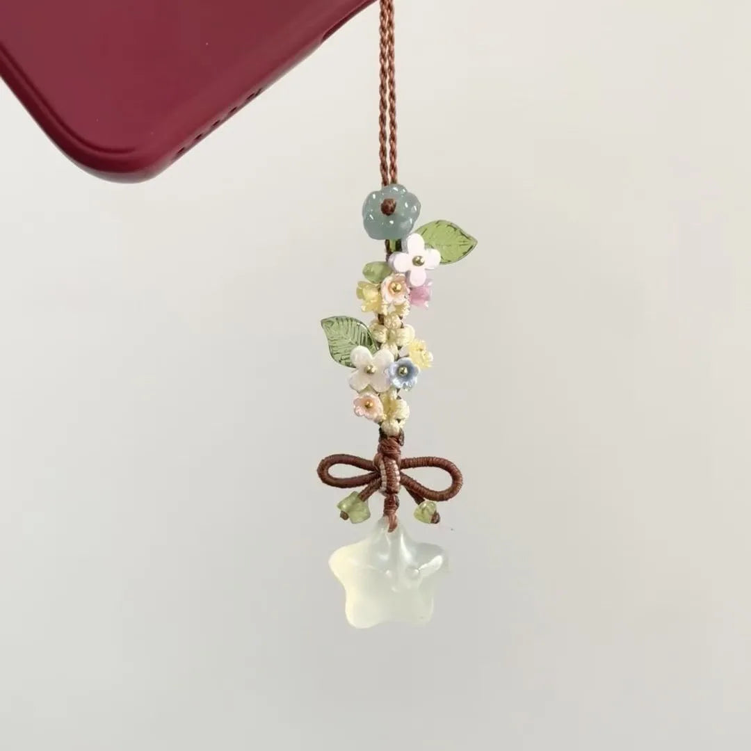 New Chinese Style Ice Transparent Star Flower Pendant Sweet and Cute Mobile Bag Pendant Peaceful Pleasures Health and Wellness A