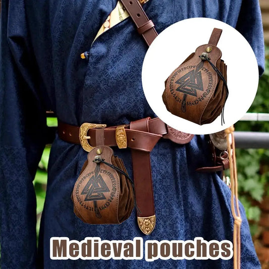 Celtic PU Leather DnD Dice Bag | Medieval Drawstring Pouch Medieval Dice Pouch Peaceful Pleasures Health and Wellness