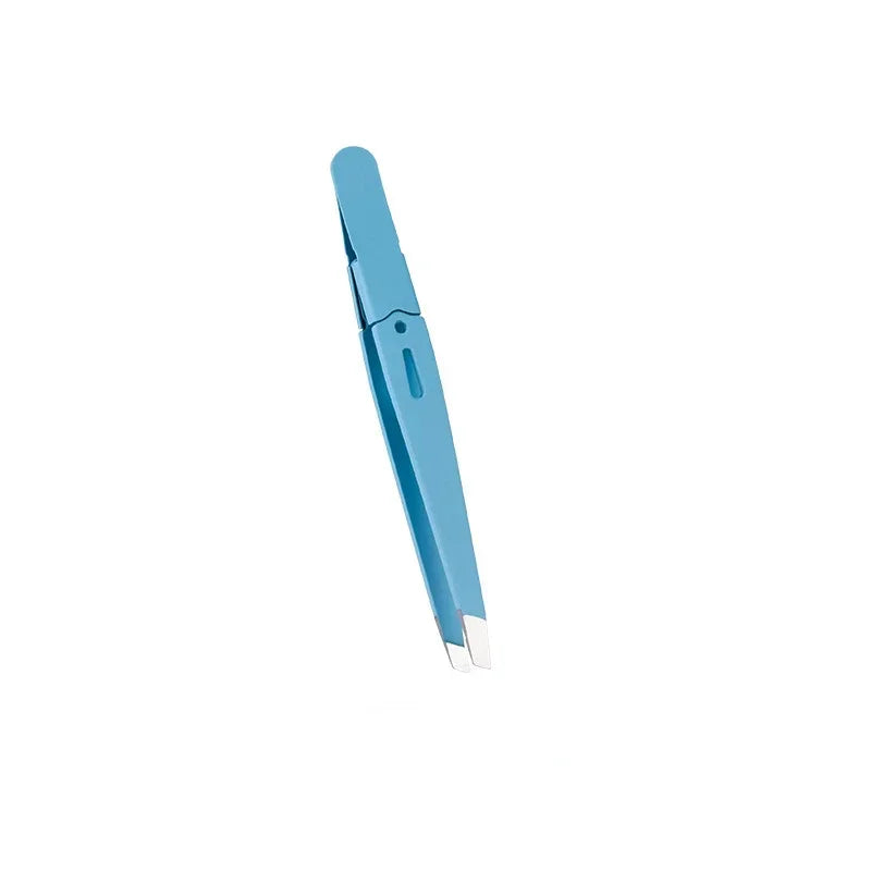 Eyebrow Tweezer Colorful Hair Beauty Fine Hairs Puller Stainless Steel Slanted Eye Brow Clips Removal Makeup Tools Peaceful Pleasures Health and Wellness Blue