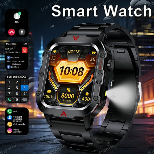 Military Smartwatch Men – Bluetooth Call, LED Flashlight, 3ATM Men's Smartwatch Peaceful Pleasures Health and Wellness